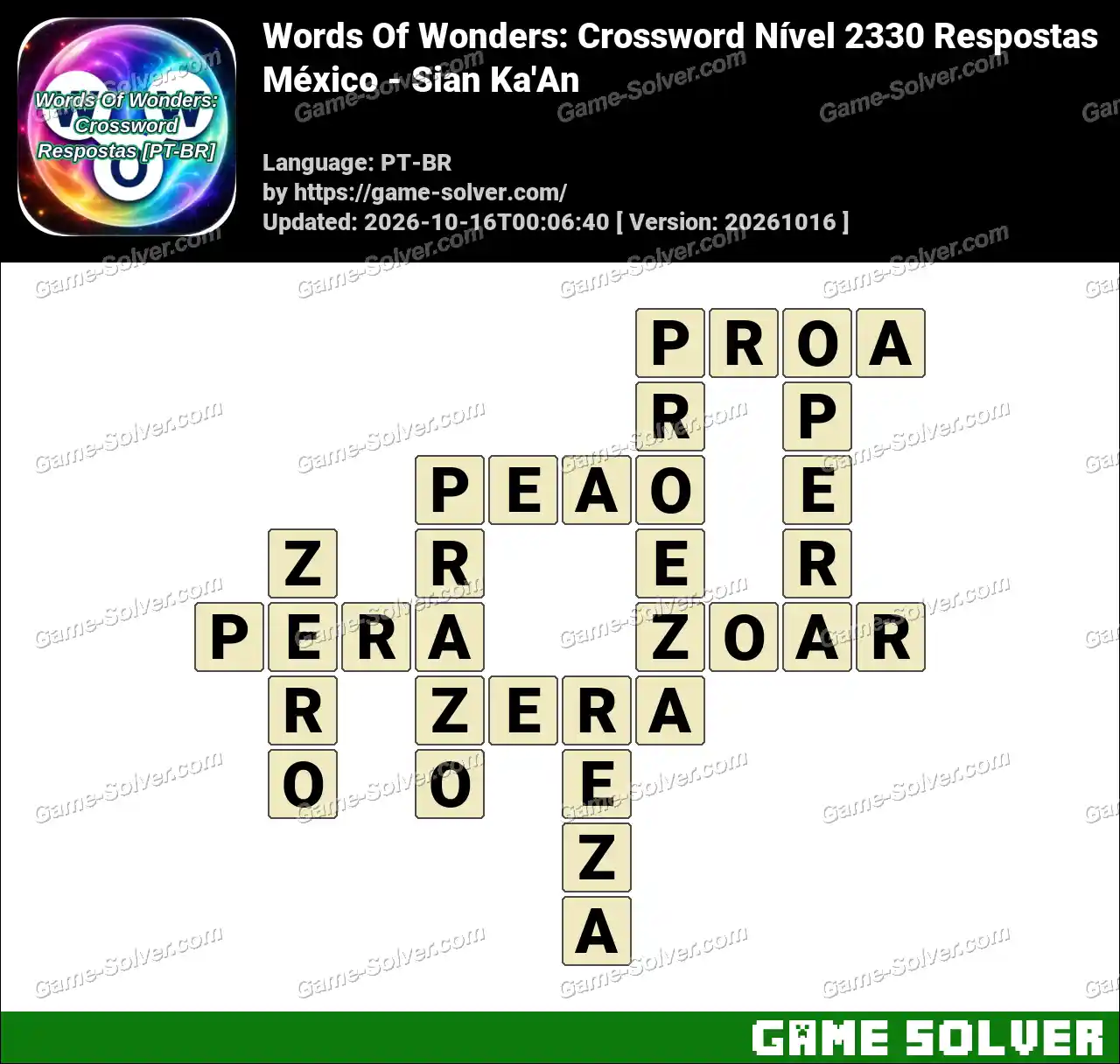 Words Of Wonders: Crossword Nível 2330 Respostas – México – Sian Ka’An